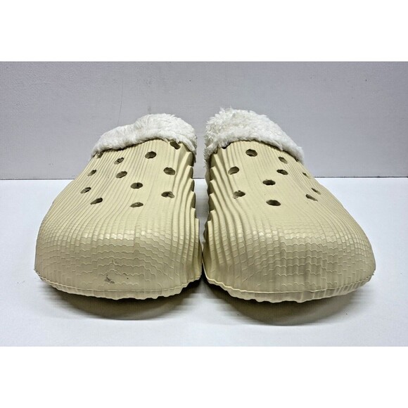 Women size 42-43 faux fur lined clog slipper beige rubber shoe - Picture 4 of 10